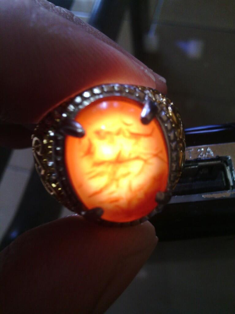 Batu Bacan Merah Obi + Ring Titanium
