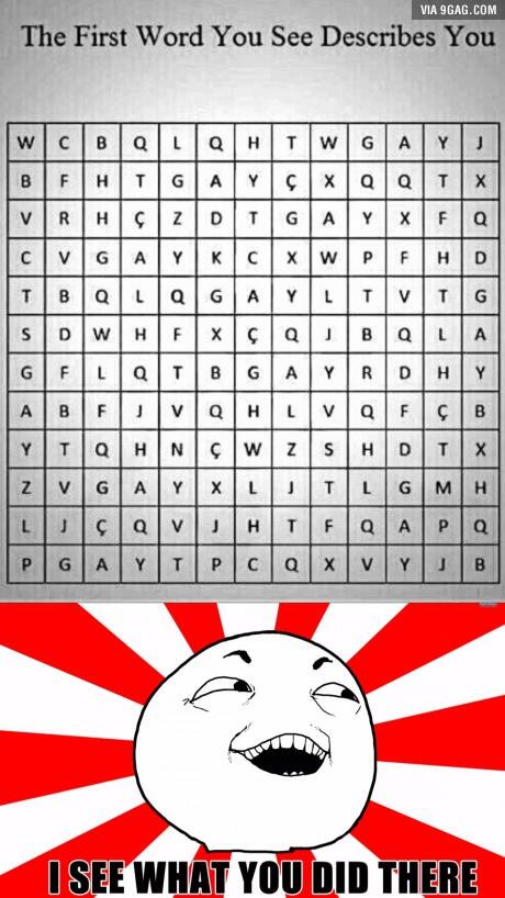 Kata Pertama yg ente lihat menggambarkan karakter ente gan 