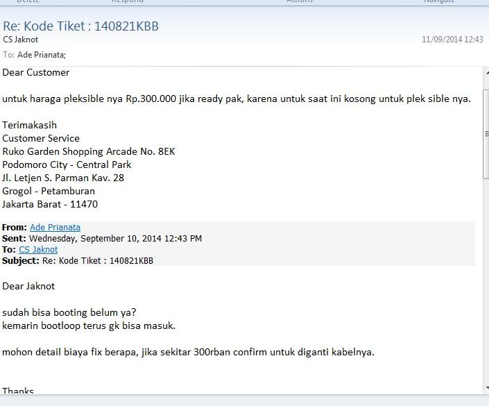 Tablet Ainol dari Jakarta Notebook dengan after sales mengecewakan