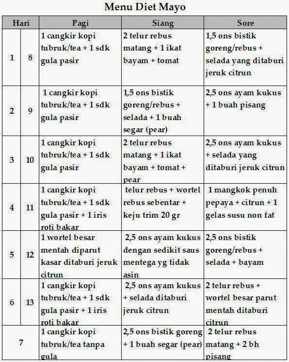 Diet Mayo Ampuh Menurunkan Berat Badan 5 Sampai 7 Kg Dalam Waktu 2 Minggu