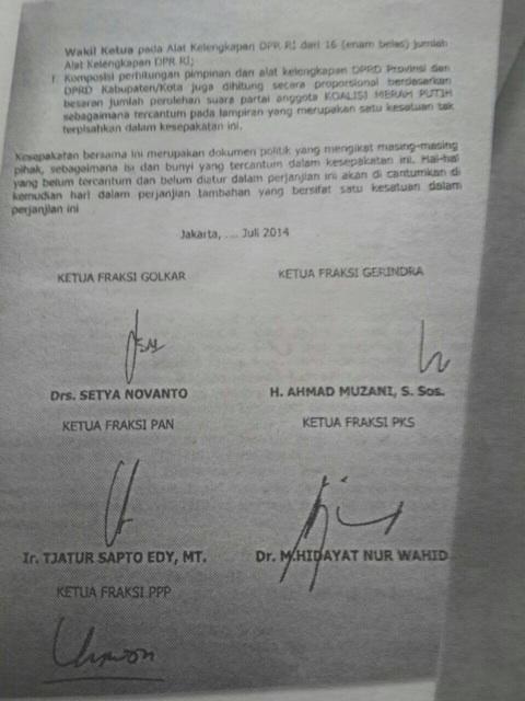 Isi Kontrak Politik Bagi-bagi Kursi Koalisi Merah Putih dan ASYIKNYA BAGI KEKUASAAN