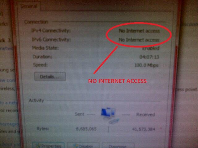 no internet access
