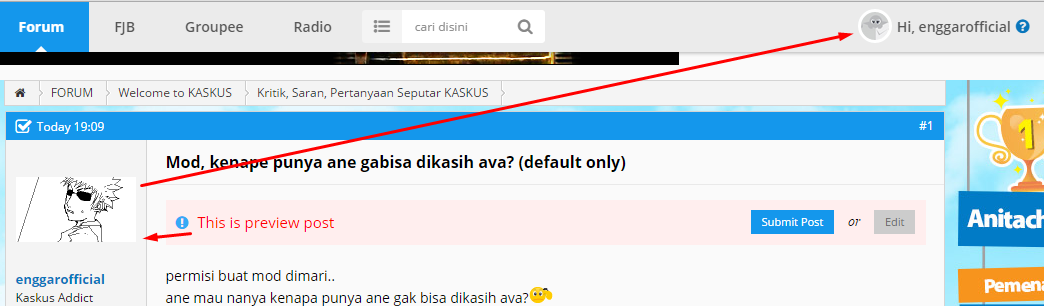 Mod, kenape punya ane gabisa dikasih ava? (default only)
