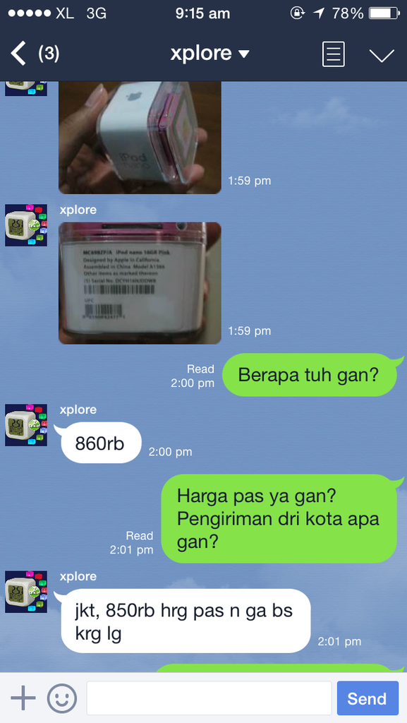 Penipuan Penjualan Ipod Nano Gen 6 di OLX 