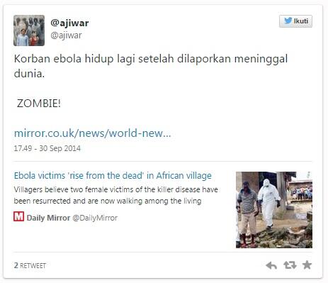 Ini Penyebab Ebola Dikaitkan dengan Virus Zombie