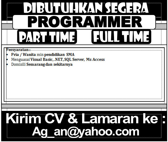 LOWONGAN PART TIME / FULL TIME PROGRAMMER (SEMARANG)