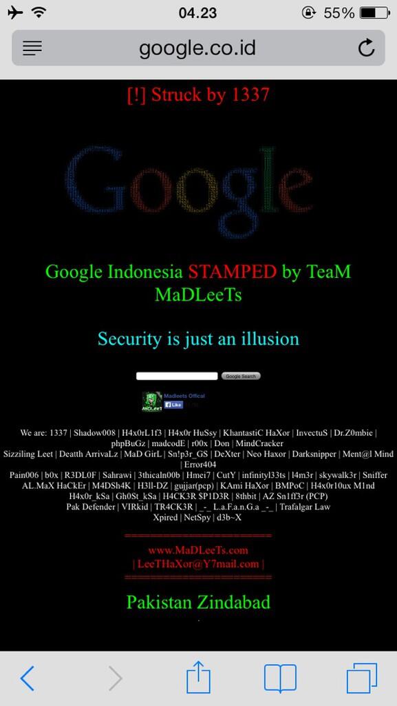 GOOGLE INDONESIA DI HACK?