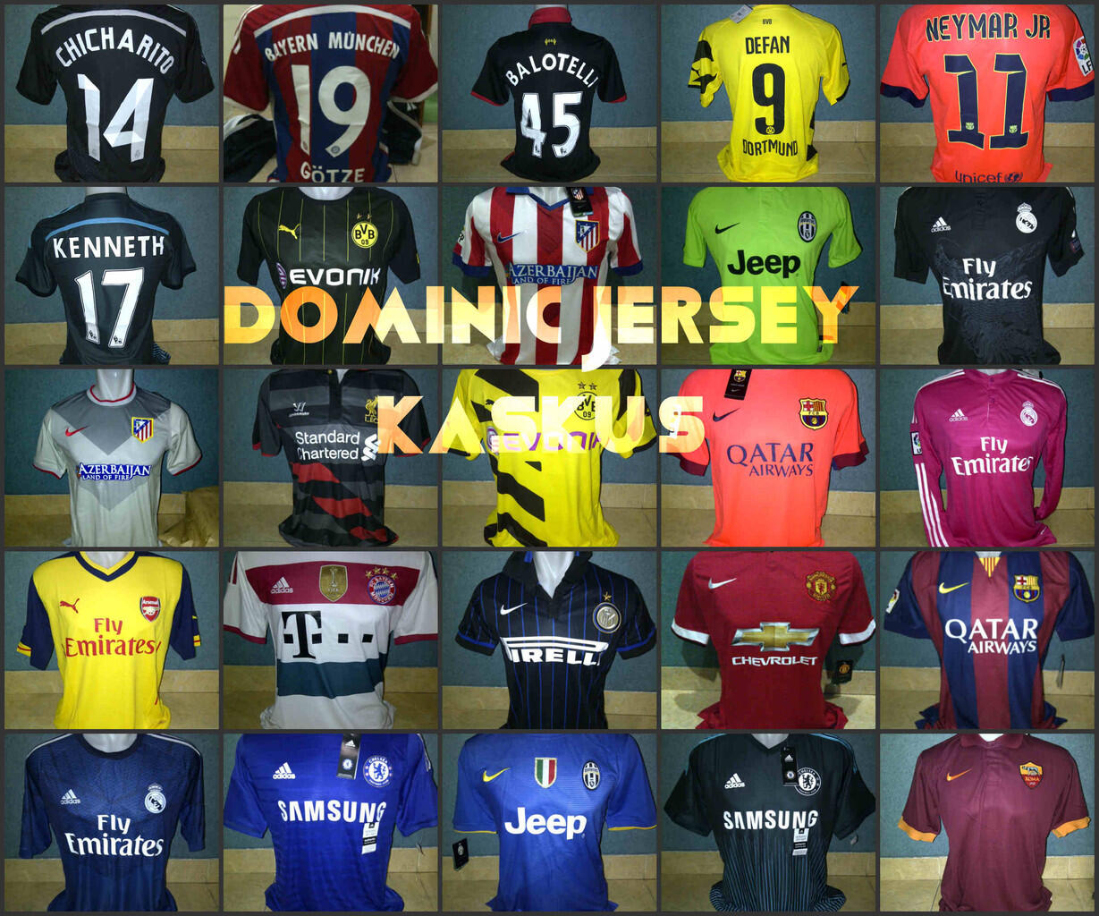 JERSEY GRADE ORI. READY STOCK. CLUB 14/15, CELANA, PATCH, CUSTOM NAME.