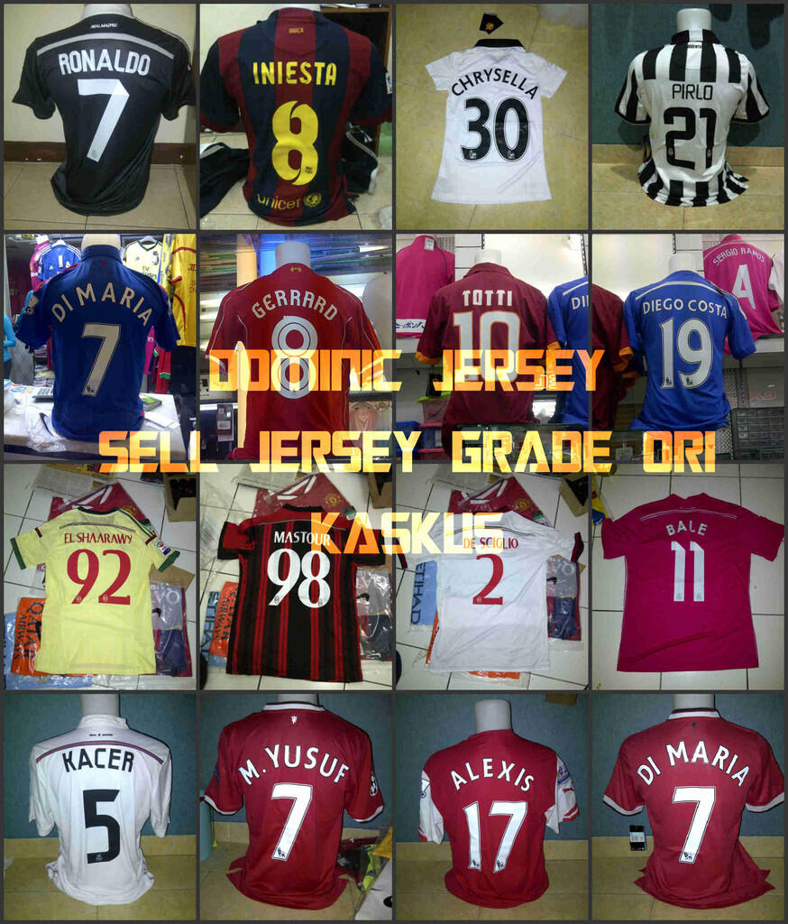 JERSEY GRADE ORI. READY STOCK. CLUB 14/15, CELANA, PATCH, CUSTOM NAME.