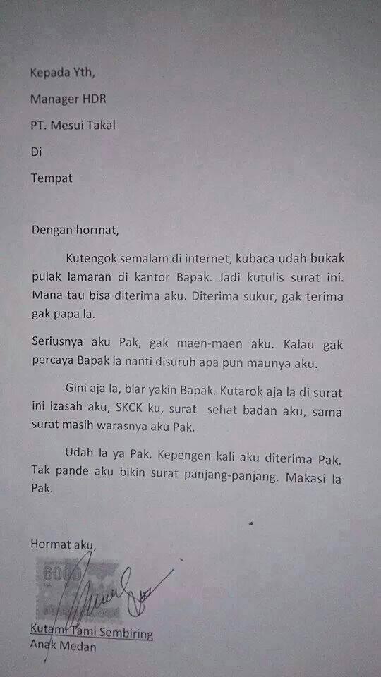 Surat Lamaran Kerja Yang Bikin Ngakak &#91;+PIC&#93;