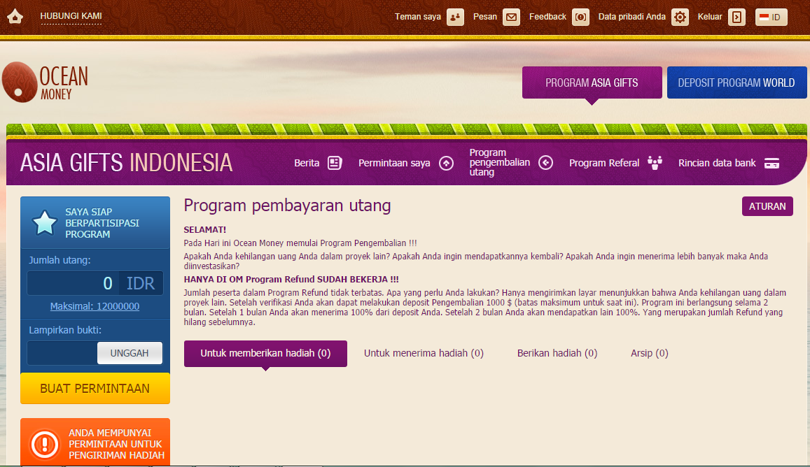 ★★★ OCEANMONEY||Profit 30% per bulan + RCB 100%|| Moneygame ex CRO MMM ★★★