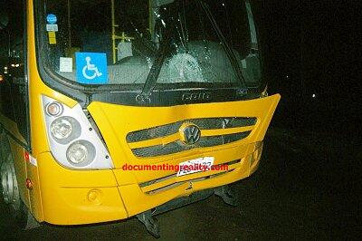 Pedestrian Walking Next to the Road Lost His Brains when a Schoolbus Hit Him