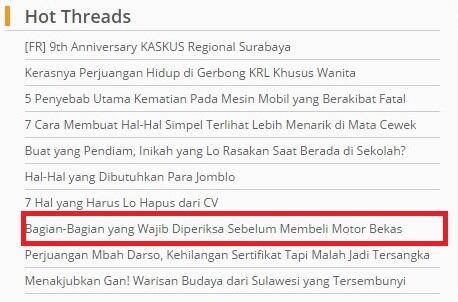 Part Yang Wajib Diperiksa Sebelum membeli Motor Bekas