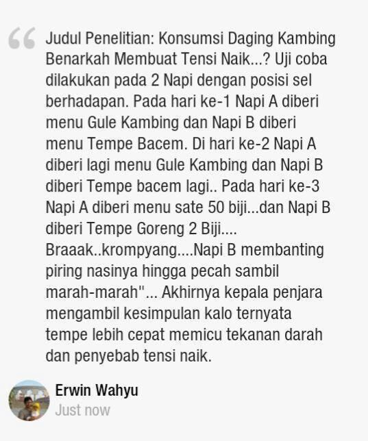 HEBOH... penelitian baru. daging kambing TIDAK menyebabkan HIPERTENSI