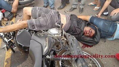 Overtaking Motorbike Collides With Another Bike