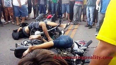 Overtaking Motorbike Collides With Another Bike
