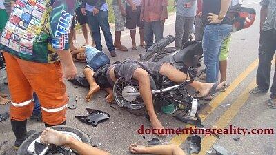 Overtaking Motorbike Collides With Another Bike