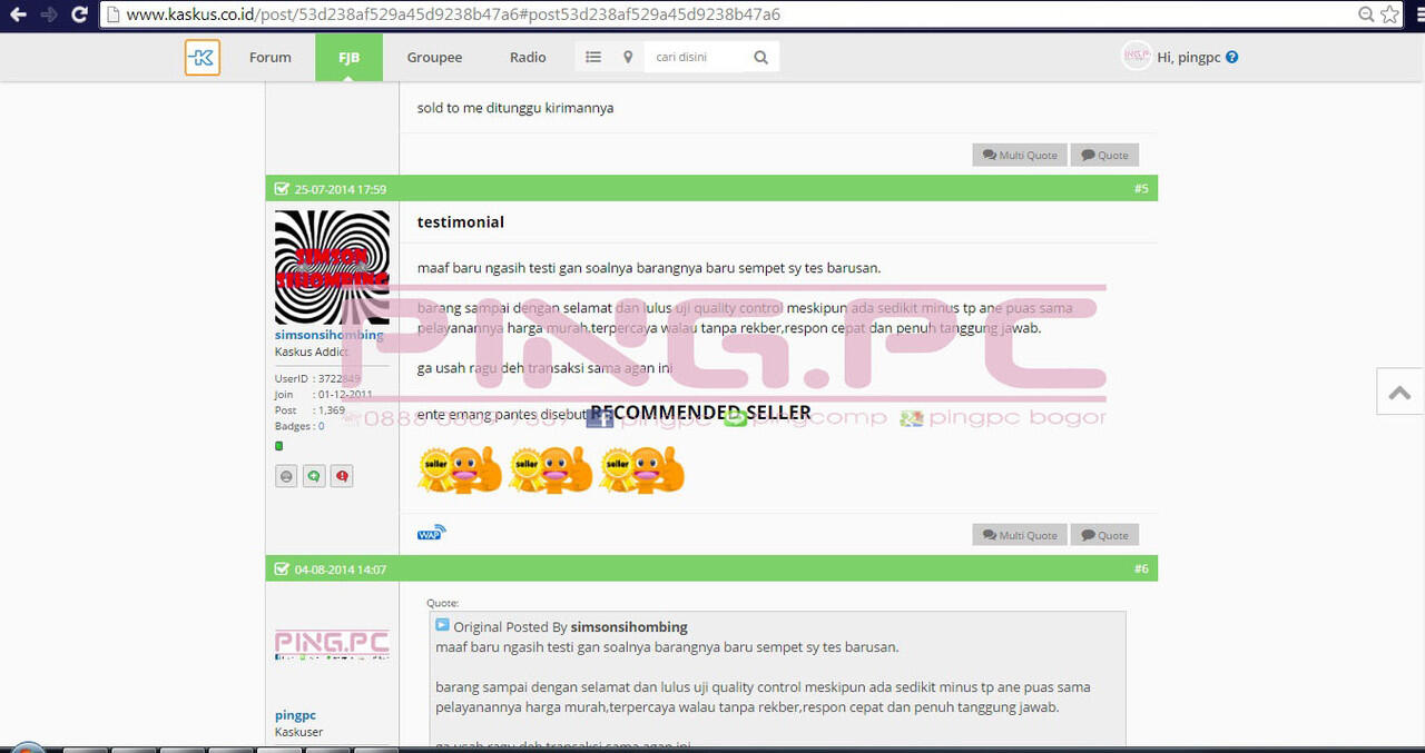 === Official Testimonial PingPC ===