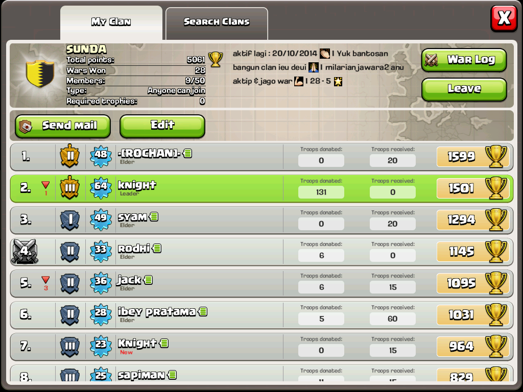 Clash of Clans / COC Recruit clan member | 28x Menang War