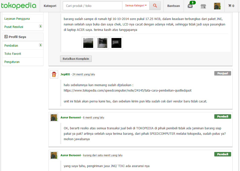 Pengalaman pahit beli di TOKOPEDIA