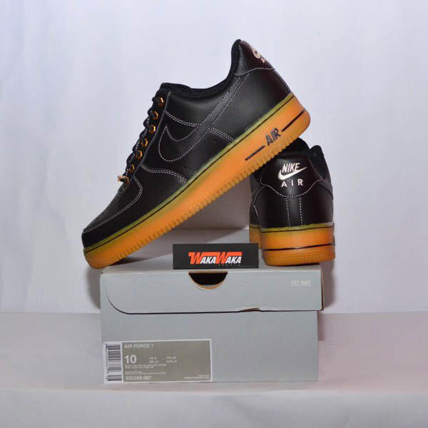 Sepatu Casual Nike Air Force 1, Black & Blue. 100% Original, Siap COD / Rekber