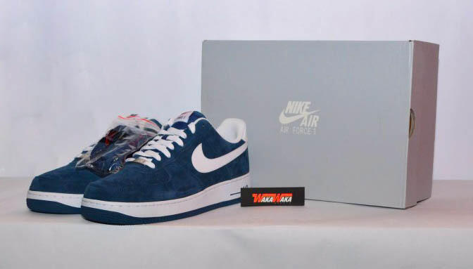 Sepatu Casual Nike Air Force 1, Black & Blue. 100% Original, Siap COD / Rekber