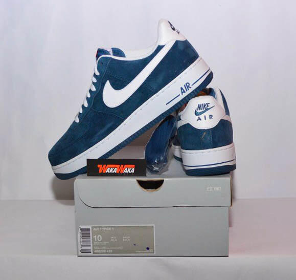 Sepatu Casual Nike Air Force 1, Black & Blue. 100% Original, Siap COD / Rekber