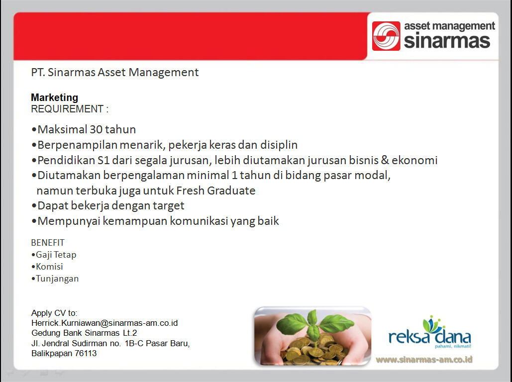 Lowongan Kerja Marketing PT.SAM Balipapan