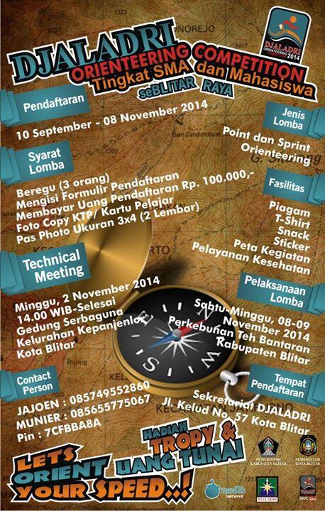 DJALADRI Orienteering Competition 2014 (SMA dan Mahasiswa, Blitar - Jatim)
