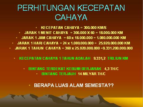 perhitungan kecepatan cahaya...