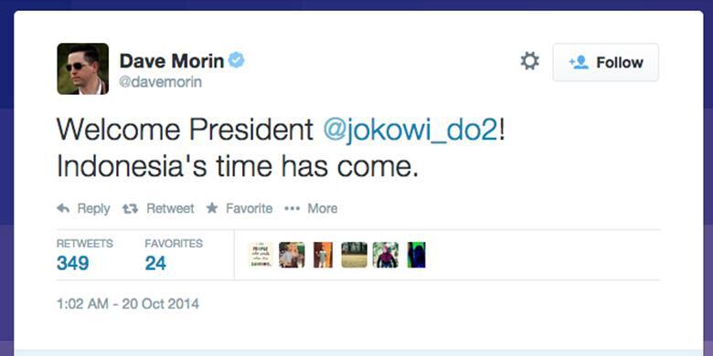 Pendiri Path Ucapkan Selamat Kepada Jokowi