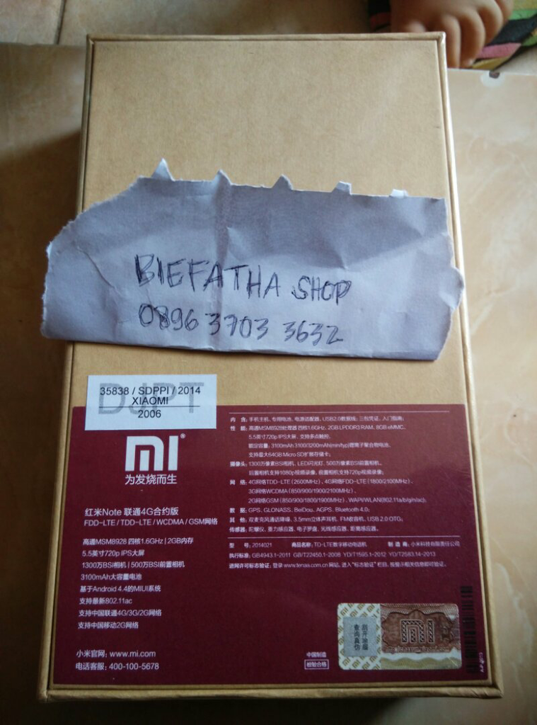 Xiaomi Redmi Note 4G / LTE FDD Snapdragon RAM 2GB Garansi Resmi Distributor