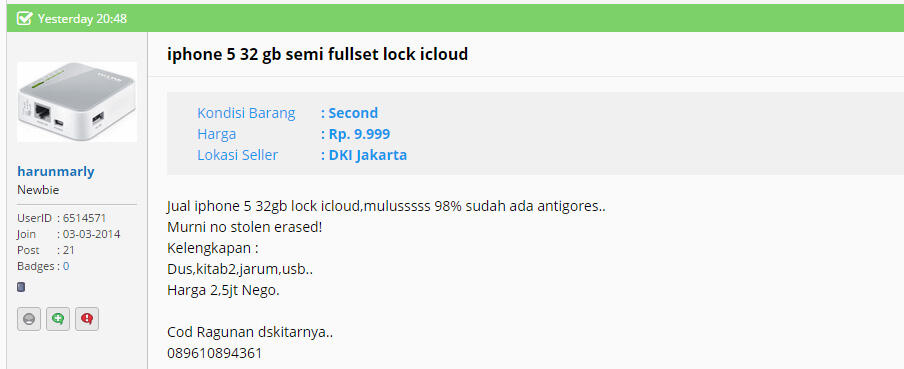 iphone 5 32 gb Lock iCloud Fullset