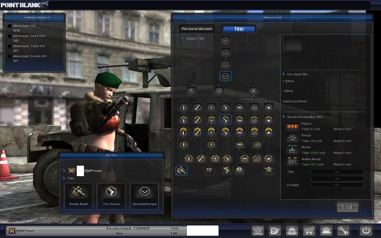 Terjual DIJUAL CHAR PB ATAU POINTBLANK RANK 1 INDONESIA