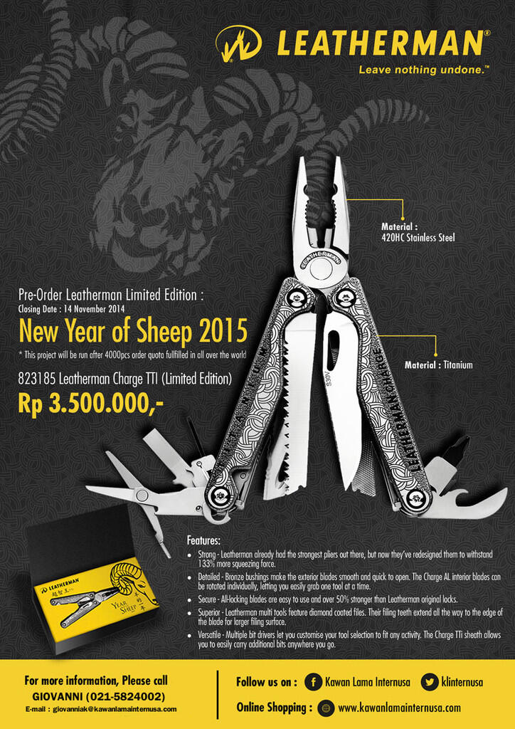 (Info) Daftar Pre-Order Limited Edition Leatherman : New Year Of Sheep 2015