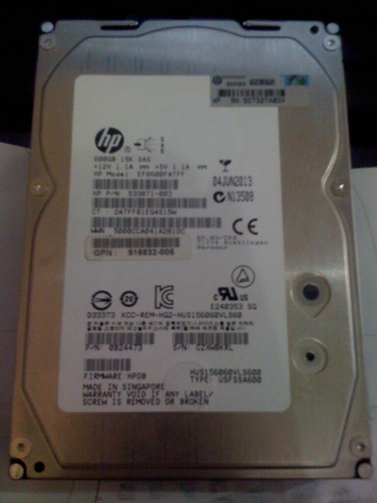 JUAL HP Server HDD 600GB SAS 3,5&quot;