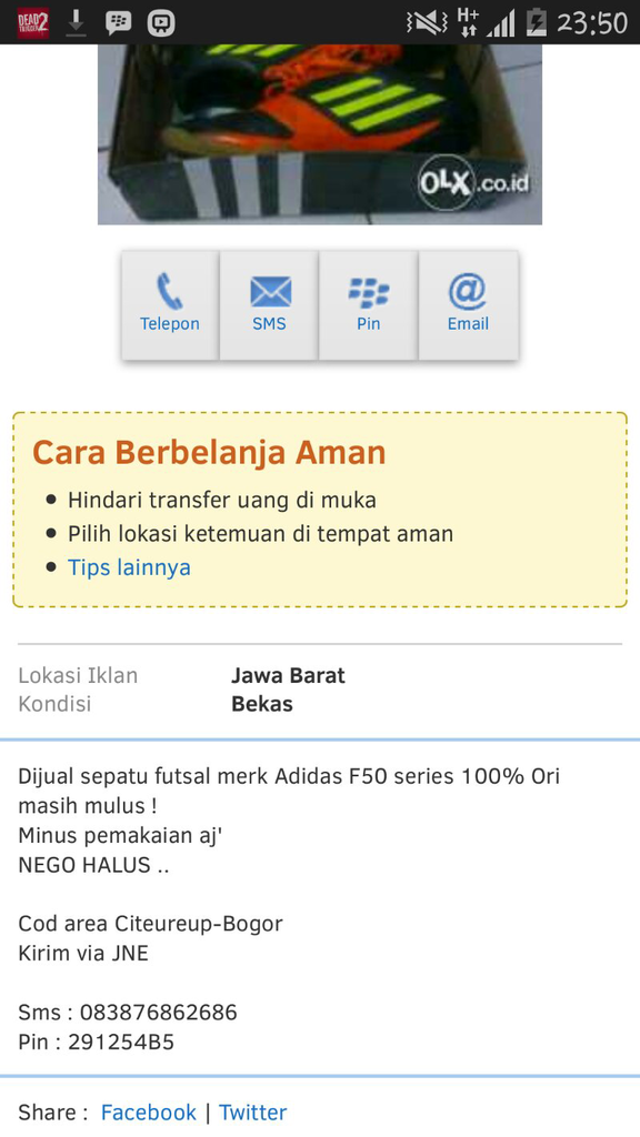 sekedar info agar lebih hati2 aja beli barang online di luar kaskus