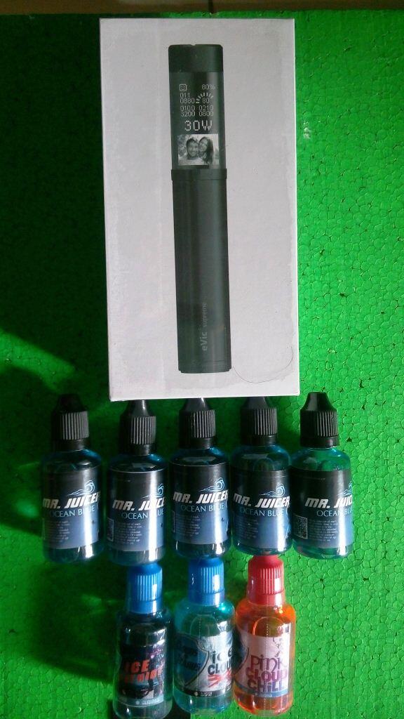 Evic supreme black new & premium liquid ocean blue , cloud of icarus