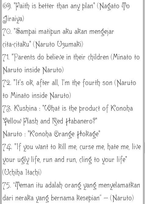 manga naruto segera ending?? berikut kata kata mutiara dari anime nya..