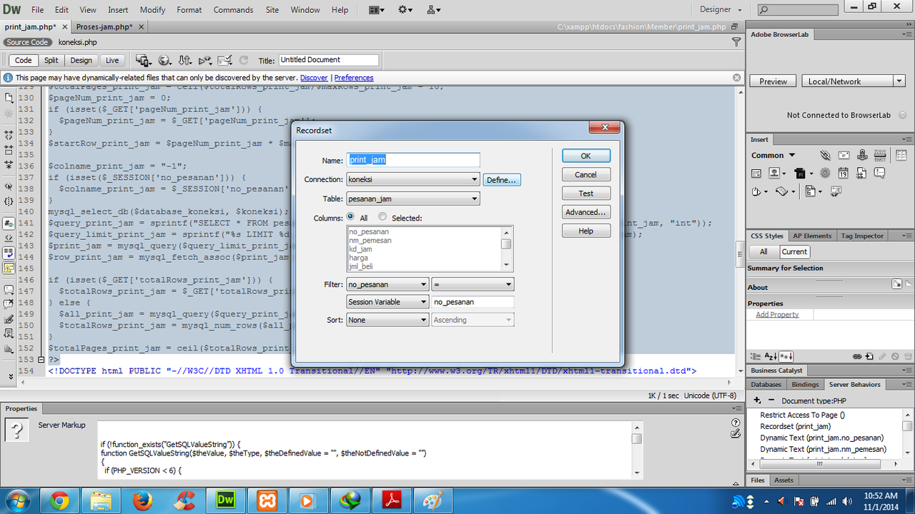 TANYA SESION PADA DREAMWEAVER