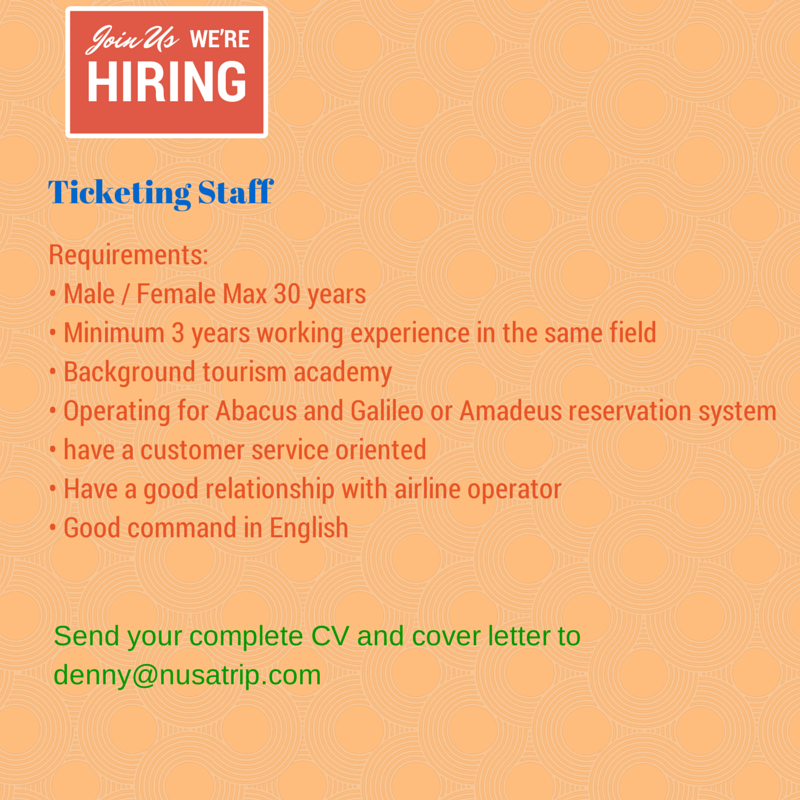 TIcketing Senior, ticketing staff dan Staff admin refund di Online Travel!