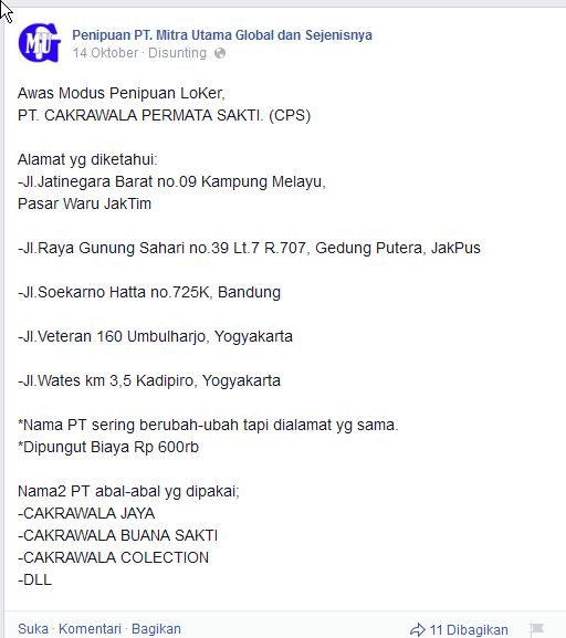 {SHARE} PENGALAMAN PENIPUAN LOWONGAN KERJA