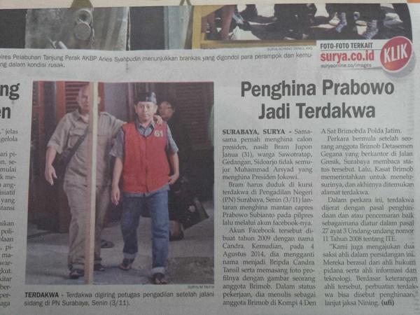 &#91;Serupa tapi tak sama&#93; Penghina Prabowo jadi terdakwa