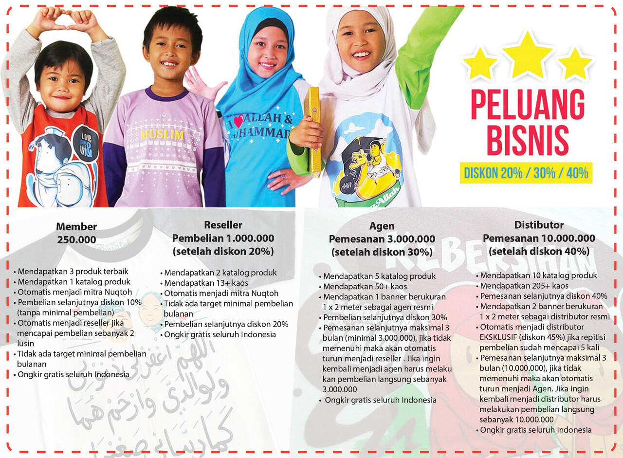 PROMO! Dibua Distributor, Agen dan Reseller produk Kaos Bayi dan Anak Muslim Nuqtoh