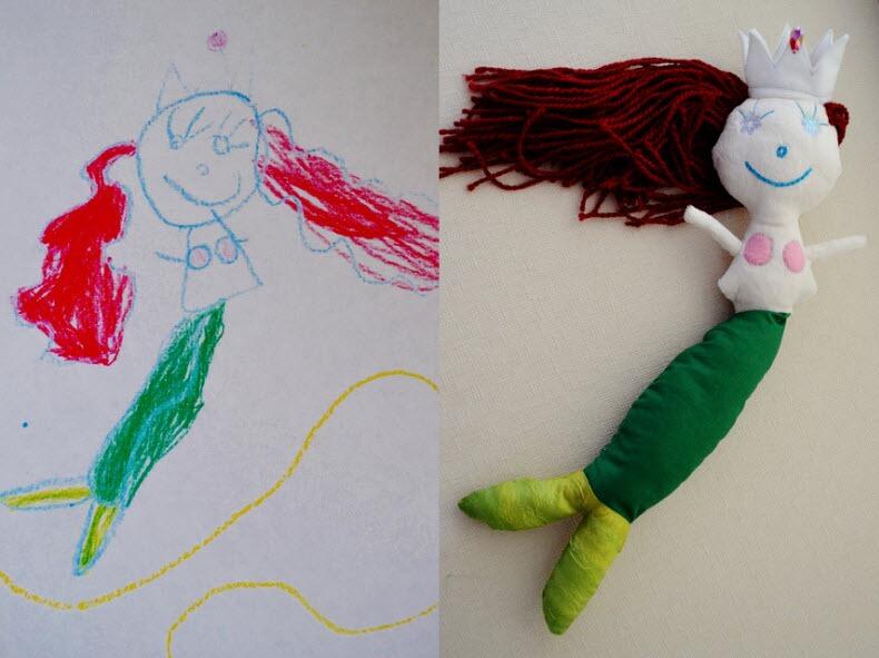 Seniman yang membuat gambar anak-anak, menjadi benda nyata dalam Bentuk Mainan