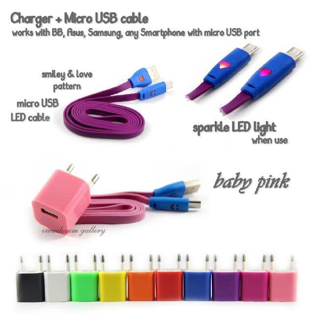 CHARGER WARNA WARNI + KABEL DATA WARNA MICRO USB
