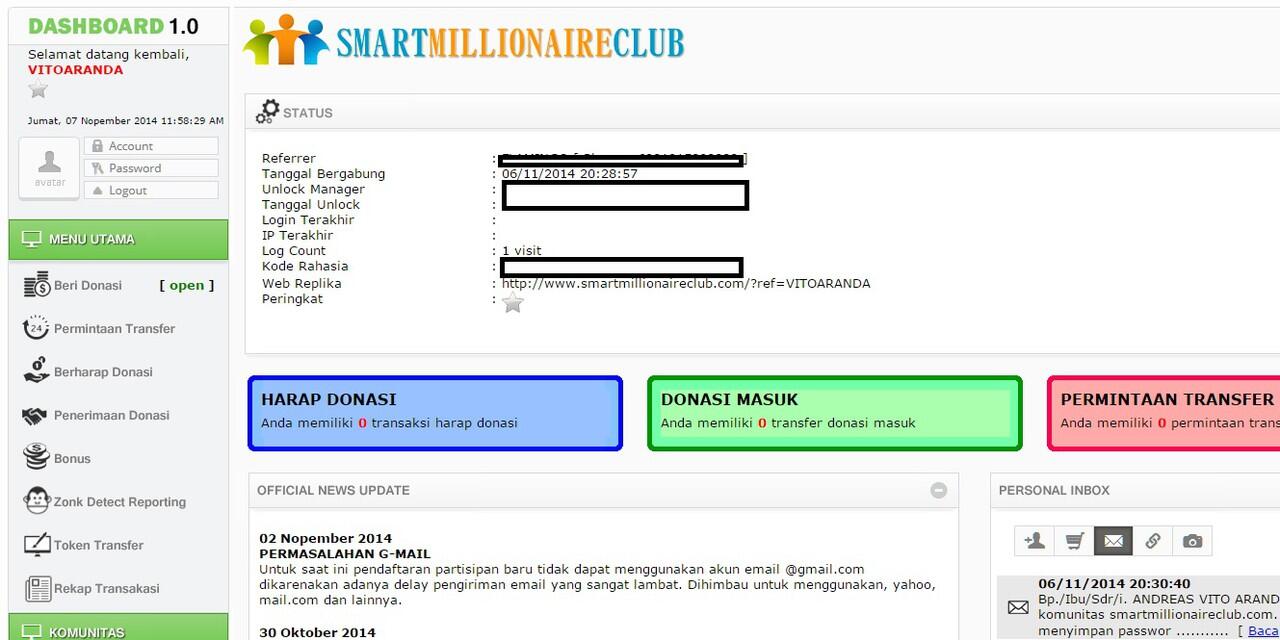 &#91;ganviva&#93; SMARTMILLIONAIRECLUB (SMC) | cloning SMSNUSA | RCB (refferal cash back)