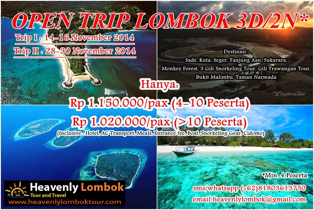 &#91;OPEN TRIP&#93; Lombok 3d/2n 28-30 November 2014