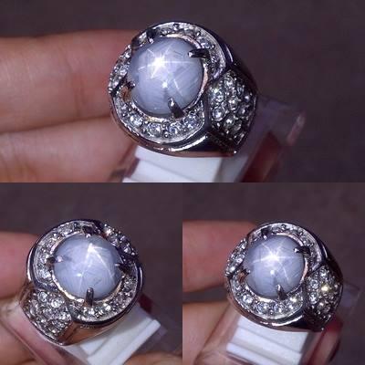 Cincin Premium Blue Star Sapphire Burma Top Quality Murah