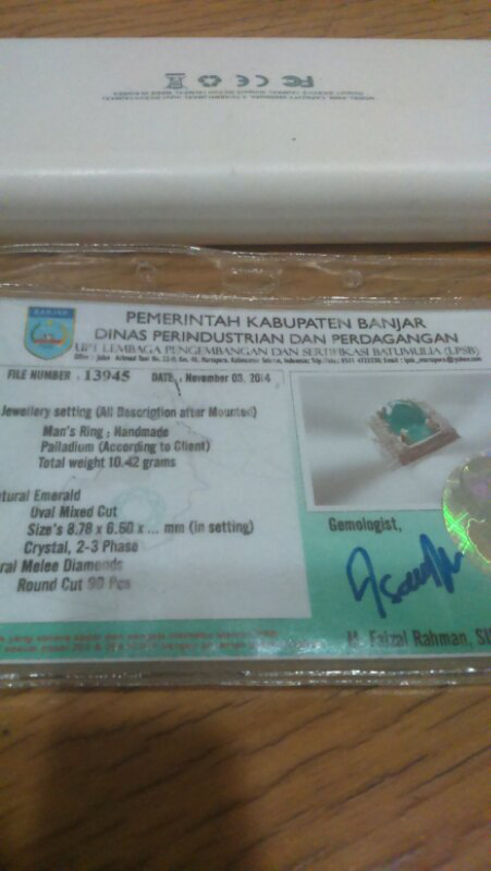 2 cincin palladium + zamrud tabur berlian 90 pc + blue sapphire tabur berlian 104 pc